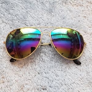 Oversized Aviator Rainbow Mirror Sunglasses Rave